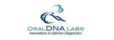 The image displays a logo with text that reads Odna Dna Labs and below it, the tagline Innovations in Saliva Diagnostics. The logo features a stylized letter O with a design element resembling a drop or droplet.